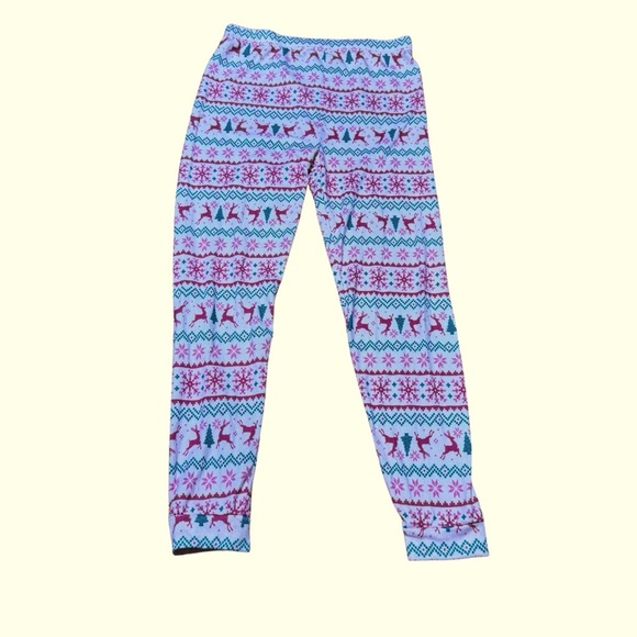 Cuddl Duds Pink Christmas Pajama 2PC Set Girls Size 14 Long Sleeve Top Pants - Picture 5 of 6
